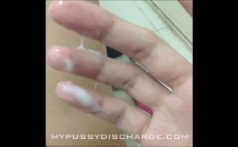 The aftermath of a creamy masturbation