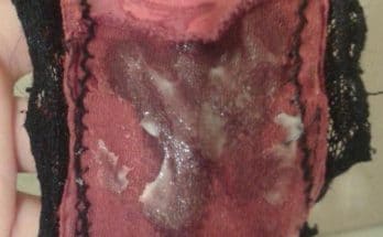 Red panties covered in juice