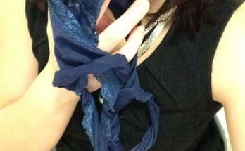 Licking her cum from dirty panties