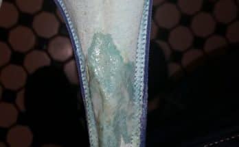 Creamy panties at the toilet at work
