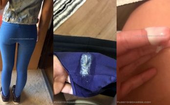 Teen in leggins with dirty panties and grool 1