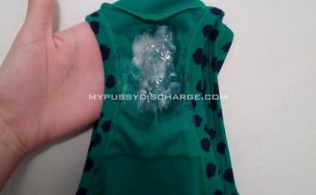 Wearing green panties covered in creamy grool