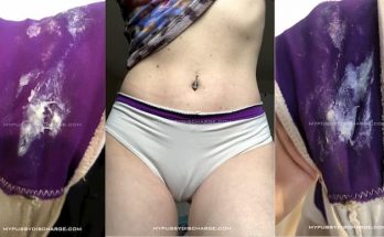 Smelly pussy discharge on creamy panties worn during work out