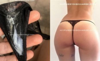 Italian girl wet creamy pussy discharge on her black dirty thong