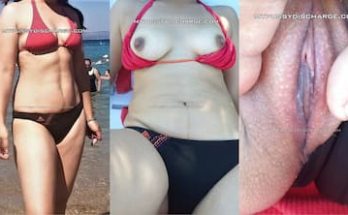 Amateur wife at the beach sucking cock while her pussy is creamy and dirty